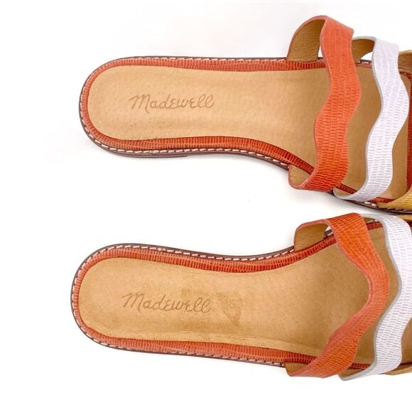 Madewell Wave Slide Sandal Size 8.5 Colorblock Leather Faded Straw Mist Multi - Picture 10 of 15